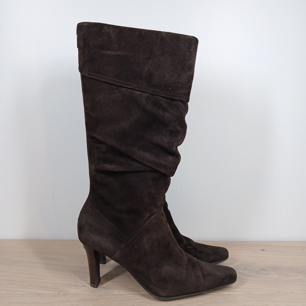 White Mountain Cady Boots Women 6.5 Brown Leather Slouchy Heeled Riding - Picture 7 of 13